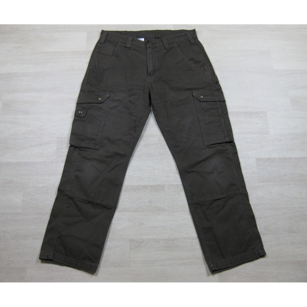 Carhartt Ripstop Cargo Work Pants Men's (33x29) Loose Fit Brown Double Knee